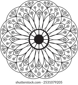 attractive and simple mandala design for coloring book, relaxing and simple mandala art, yoga logo design