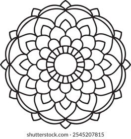attractive and simple mandala design for coloring book, relaxing and simple mandala art.