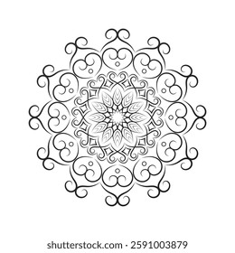 attractive and simple mandala design for coloring book, relaxing and simple mandala art