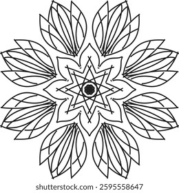 attractive and simple mandala design for coloring book, relaxing and simple mandala art, yoga logo design
