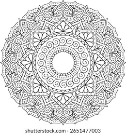 attractive and simple mandala design for coloring book, relaxing and simple mandala art, yoga logo design.