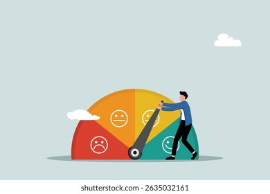 Attractive skill level, credit score or performance improvement, improvement or effort to improve, excellent customer feedback reviews, measurement scale rating concept, entrepreneur attractive skill 