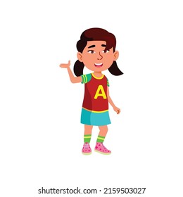 attractive small girl visit museum cartoon vector. attractive small girl visit museum character. isolated flat cartoon illustration