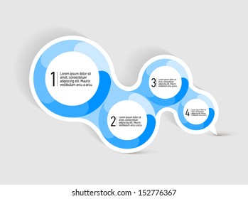 Attractive Speech bubble with four round blue shapes  for text placement