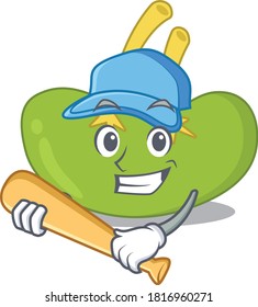 Attractive spleen in caricature character playing baseball