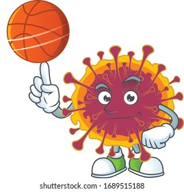 Attractive spreading coronavirus cartoon design with basketball
