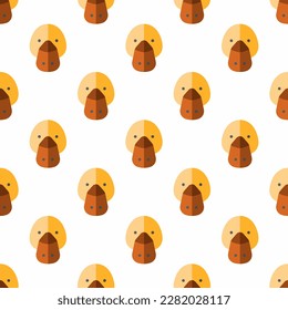 Attractive square tile with a cheerful animal picture. Seamless pattern with platypus on tangelo background. Design for a car decal featuring an animal design.