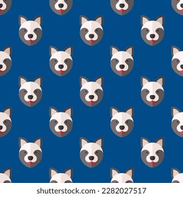 Bonito mosaico cuadrado con un cautivador grabado en animales. Patrón sin brillo con perro sobre fondo azul usafa. Diseño para cuadernos con ilustraciones de animales domésticos.