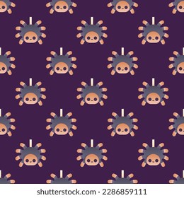 Attractive square tile featuring a captivating animal engraving. Seamless pattern with tarantula on icterine background. Design for a mug with an animal motif.