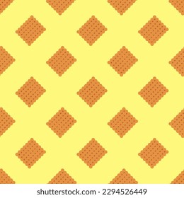 Attractive square tile featuring a captivating food engraving. Seamless pattern with biscuit on mellow yellow background. Design for a feather pattern.