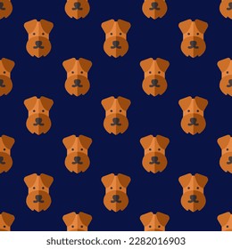 Attractive square tile with a vivid animal etching. Seamless pattern with dog on oxford blue background. Design for a logo with an animal icon.