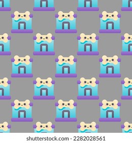 Attractive square tile with a vivid animal etching. Seamless pattern with veterinary on yale blue background. Design for a wall mural with an animal illustration.