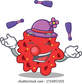 An attractive streptococcus pneumoniae cartoon design style playing juggling