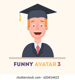 Attractive student in prom dress, smiling friendly. Vector icons of a flat style. Vector illustration in a flat style. Vector illustration in a flat style.