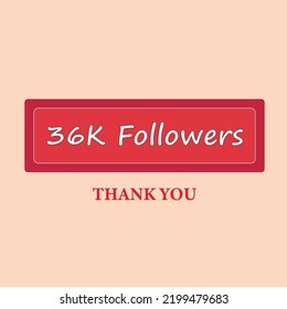 Attractive Thank you banner for 36k Followers. Social Media Achievement banner. Thank you design template