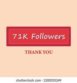 Attractive Thank you banner for 71k Followers. Social Media Achievement banner. Thank you design template