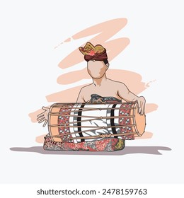 Attractive traditional Balinese drum player