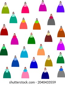 Attractive traditional hanbok dress  design, This image can use for cartoon and wallpaper.