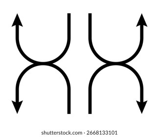 Flechas de giro en U atractivas con conjunto de iconos inferiores 