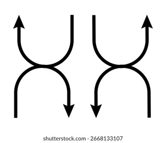Flechas de giro en U atractivas con conjunto de iconos inferiores 