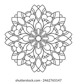 attractive and unique floral mandala design for coloring book, yoga logo design, easy mandala art for tattoo design
