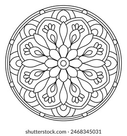 attractive vector mandala design for coloring book, soothing and simple mandala art
