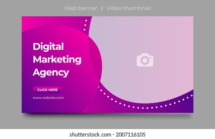 Attractive video thumbnail design for any videos. Colorful gradient vector template. live workshop business web banner and video cover for social media