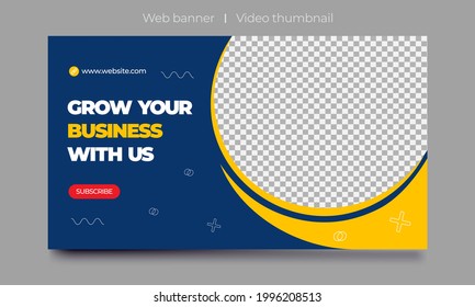 attractive video thumbnail vector design for any videos. Customizable thumbnail for live workshop business and webinar. web banner template. Video cover photo for video services  social media. 