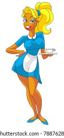 attractive waitress with a cup of coffee