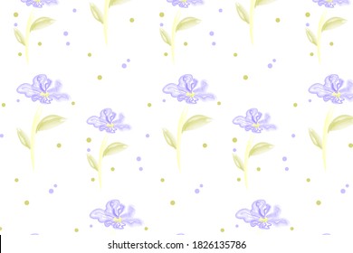 Attractive Watercolor Flower Pattern. Without Automatic Tracing.the Watercolor Flower Pattern Is Drawn With A Watercolor Brush In Adobe Illustrator.