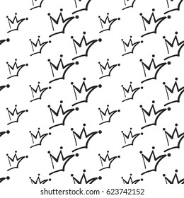Attractive wedding crown vector seamless pattern background. Beautiful illustration with hand drawn crowns. Stylish fashion backdrop for invitation and wedding decoration design.