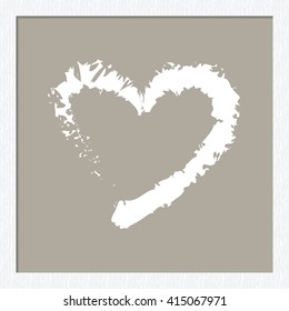 Attractive wedding white heart vector fashion sketch. Beautiful illustration with hand drawn white heart. Isolated art element for invitation and wedding decoration design.