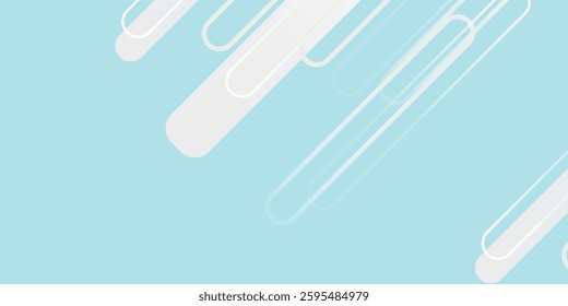 Attractive White Line Movement, Abstract Wave Line, Light Technology Blue Background, Copy Space.