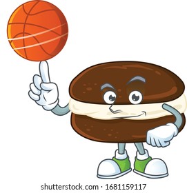 Attractive whoopie pies cartoon design with basketball