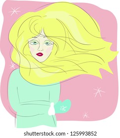 Attractive winter girl. Vector illustration