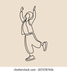 attractive woman dancing zumba oneline continuous single line art