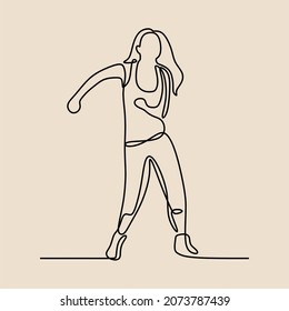 attractive woman dancing zumba oneline continuous single line art