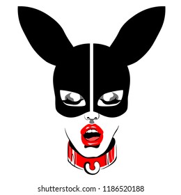 Attractive Woman In A Rabbit Mask, Bdsm Art