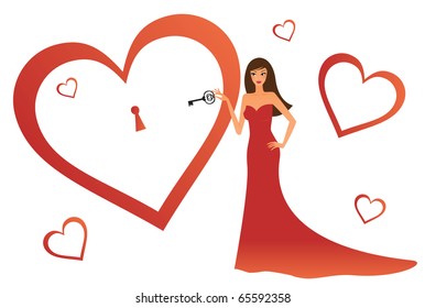Attractive woman unlocking someones heart
