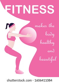 Attractive woman workout with med ball.  -Vector