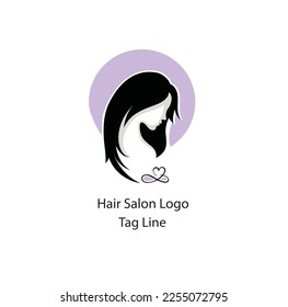Attractive women hair salon logo design vector illustration minimalist design