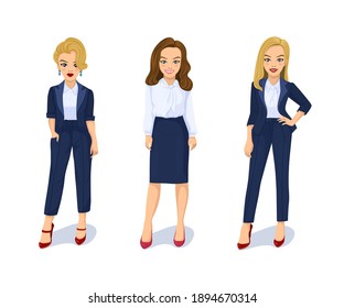 Attractive young women in elegant office clothes set