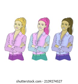 Attractive young women in elegant office clothes set
