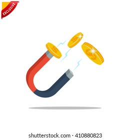 attracts money icon, vector attracts money icon, isolated success icon