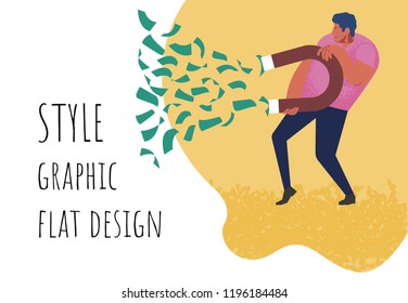 attracts money like a magnet. vector illustration in flat design 2