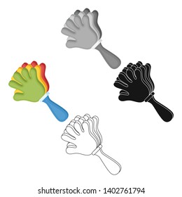 Attribute of the fan in the form of a hand.Fans single icon in cartoon,black style vector symbol stock illustration.