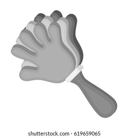 Attribute of the fan in the form of a hand.Fans single icon in monochrome style vector symbol stock illustration.