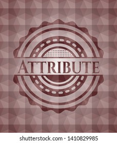 Attribute red seamless emblem with geometric background.