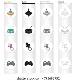 Attributes, care, tools and other web icon in cartoon style.Prefix, game, tool, icons in set collection.