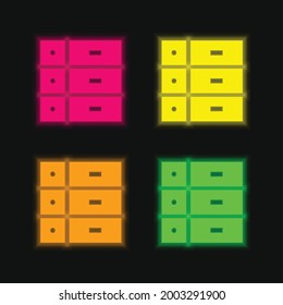 Attributt vier farbenglühende Neonvektorsymbol